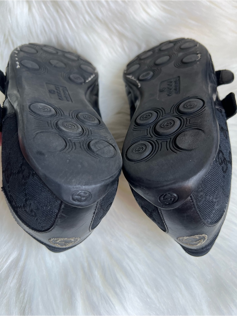 Vintage GUCCI Men's Shoes Sz 9.5 G Black GG Monogram Designer Sneakers Italy - Picture 11 of 17